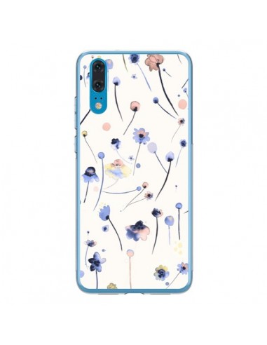 Coque Huawei P20 Blue Soft Flowers - Ninola Design