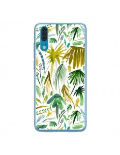 Coque Huawei P20 Brushstrokes Tropical Palms Green -...