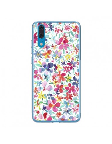 Coque Huawei P20 Colorful Flowers Petals Blue - Ninola Design