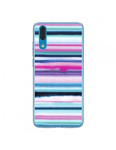 Coque Huawei P20 Degrade Stripes Watercolor Pink - Ninola Design