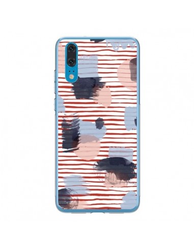 Coque Huawei P20 Watercolor Stains Stripes Red - Ninola Design