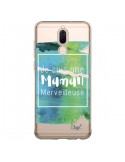 Coque Huawei Mate 10 Lite Je suis une Maman Merveilleuse Bleu Vert Transparente - Chapo