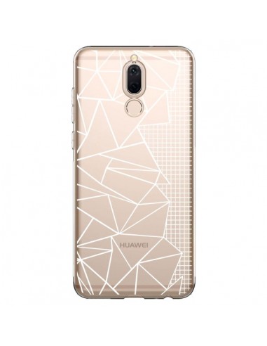 Coque Huawei Mate 10 Lite Lignes Grilles Side Grid Abstract Blanc Transparente - Project M