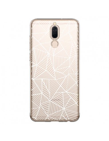 Coque Huawei Mate 10 Lite Lignes Grilles Triangles Full Grid Abstract Blanc Transparente - Project M