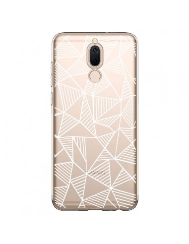 Coque Huawei Mate 10 Lite Lignes Grilles Triangles Grid Abstract Blanc Transparente - Project M