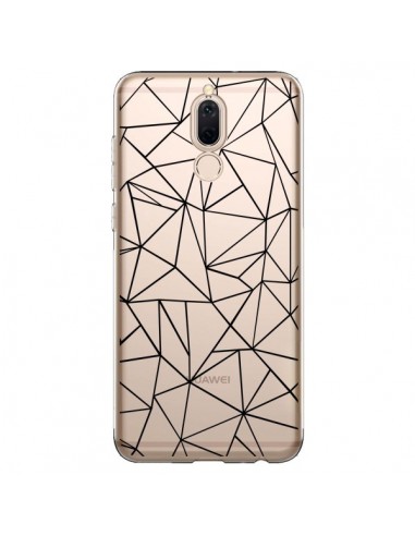 Coque Huawei Mate 10 Lite Lignes Triangles Grid Abstract Noir Transparente - Project M
