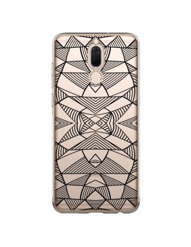 Coque Huawei Mate 10 Lite Lignes Miroir Grilles Triangles Grid Abstract Noir Transparente - Project M