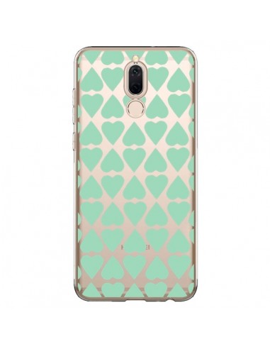 Coque Huawei Mate 10 Lite Coeurs Heart Mint Bleu Vert Transparente - Project M