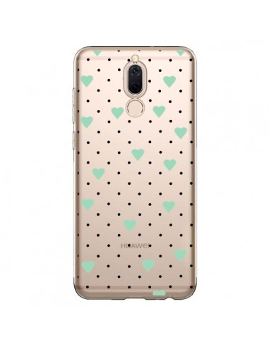 Coque Huawei Mate 10 Lite Point Coeur Mint Bleu Vert Pin Point Heart Transparente - Project M