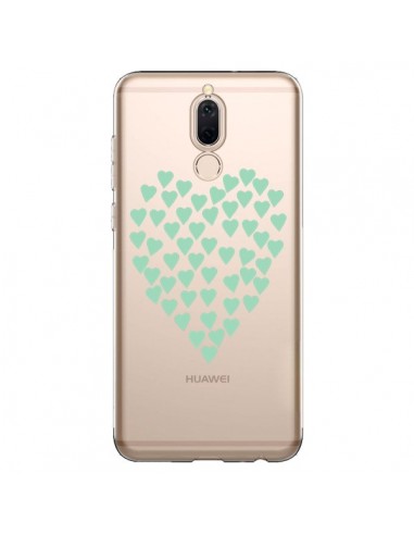 Coque Huawei Mate 10 Lite Coeurs Heart Love Mint Bleu Vert Transparente - Project M
