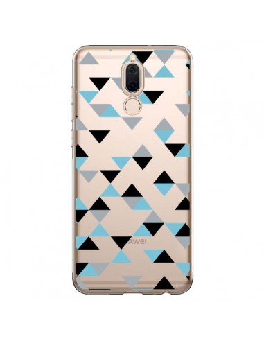 Coque Huawei Mate 10 Lite Triangles Ice Blue Bleu Noir Transparente - Project M