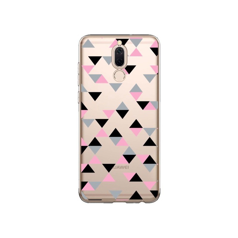 Coque Huawei Mate 10 Lite Triangles Pink Rose Noir Transparente - Project M