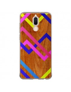 Coque Huawei Mate 10 Lite Pink Yellow Wooden Bois Azteque...
