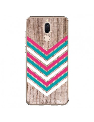 Coque Huawei Mate 10 Lite Tribal Aztèque Bois Wood Flèche Rose Bleu - Laetitia