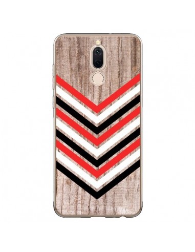 Coque Huawei Mate 10 Lite Tribal Aztèque Bois Wood Flèche Rouge Blanc Noir - Laetitia