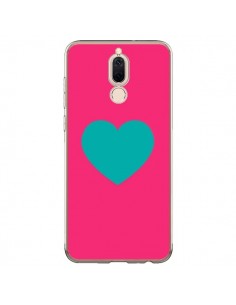 Coque Huawei Mate 10 Lite Coeur Bleu Fond Rose - Laetitia