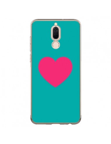 Coque Huawei Mate 10 Lite Coeur Rose Fond Bleu  - Laetitia