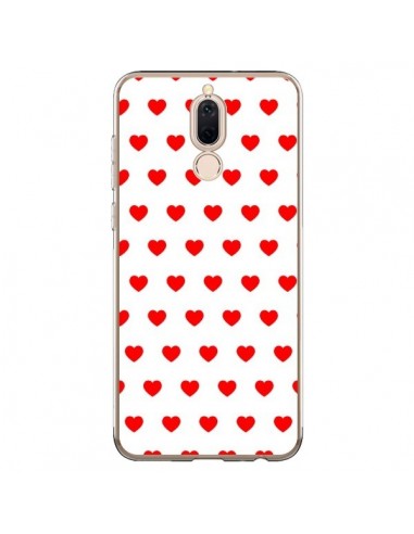 Coque Huawei Mate 10 Lite Coeurs Rouges Fond Blanc - Laetitia