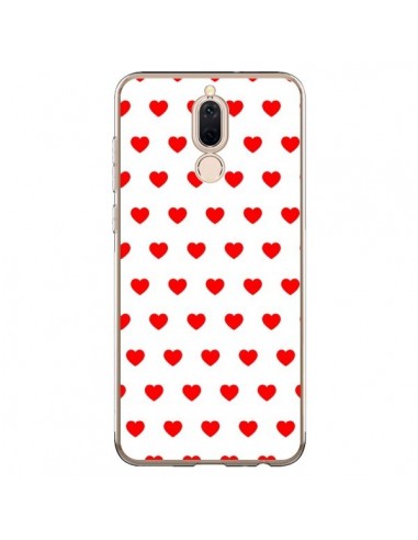 Coque Huawei Mate 10 Lite Coeurs Rouges Fond Blanc - Laetitia