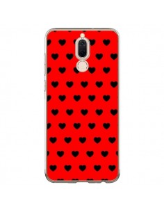 Coque Huawei Mate 10 Lite Coeurs Noirs Fond Rouge - Laetitia