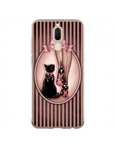 Coque Huawei Mate 10 Lite Lady Chat Noeud Papillon Pois...