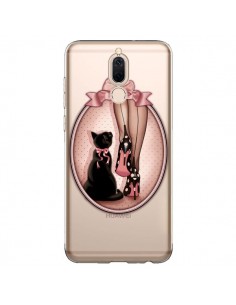 Coque Huawei Mate 10 Lite Lady Chat Noeud Papillon Pois...