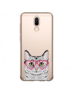 Coque Huawei Mate 10 Lite Chat Gris Lunettes Coeurs...