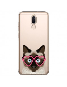 Coque Huawei Mate 10 Lite Chat Marron Lunettes Coeurs...