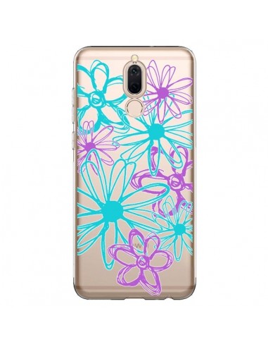 Coque Huawei Mate 10 Lite Turquoise and Purple Flowers Fleurs Violettes Transparente - Sylvia Cook