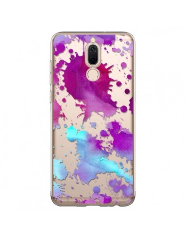 Coque Huawei Mate 10 Lite Watercolor Splash Taches Bleu Violet Transparente - Sylvia Cook