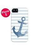 Coque iPhone 5/5S et SE Ancre Bleu Navire - Monica Martinez
