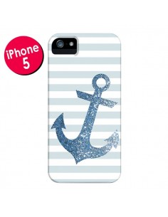 Coque Ancre Bleu Navire pour iPhone 5 et 5S - Monica Martinez