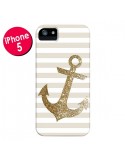 Coque iPhone 5/5S et SE Ancre Or Navire - Monica Martinez