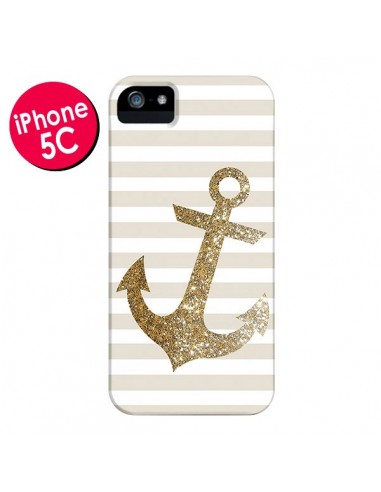 Coque Ancre Or Navire pour iPhone 5C - Monica Martinez