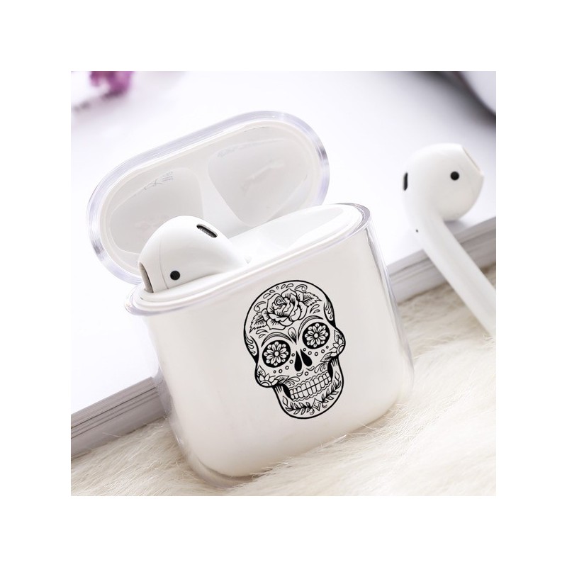 Coque AirPods Tête de Mort Noire