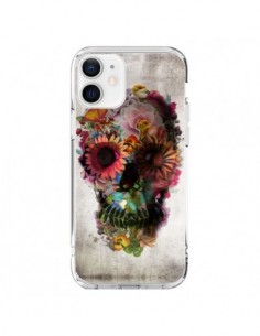 Coque iPhone 12 et 12 Pro Skull Flower Tête de Mort - Ali...