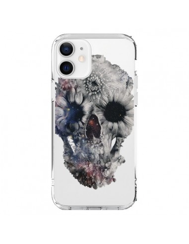 Coque iPhone 12 et 12 Pro Floral Skull Tête de Mort Transparente - Ali Gulec