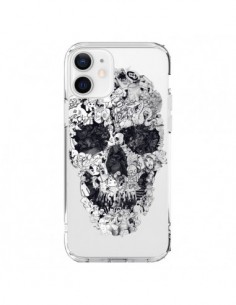 Coque iPhone 12 et 12 Pro Doodle Skull Dessin Tête de...