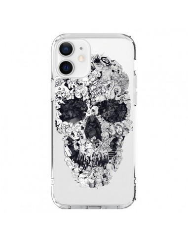 Coque iPhone 12 et 12 Pro Doodle Skull Dessin Tête de Mort Transparente - Ali Gulec