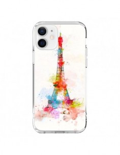 Coque iPhone 12 et 12 Pro Paris Tour Eiffel Muticolore -...