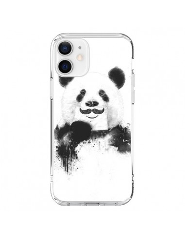 Coque iPhone 12 et 12 Pro Funny Panda Moustache Movember - Balazs Solti