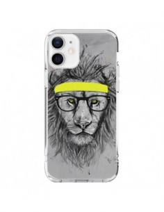 Coque iPhone 12 et 12 Pro Hipster Lion - Balazs Solti