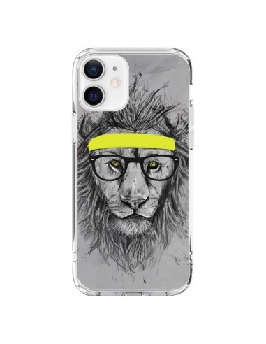 Coque iPhone 12 et 12 Pro Hipster Lion - Balazs Solti