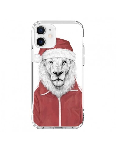 Coque iPhone 12 et 12 Pro Santa Lion Père Noel - Balazs Solti