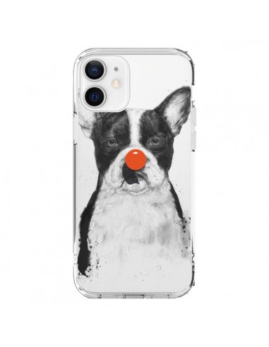 Coque iPhone 12 et 12 Pro Clown Bulldog Dog Chien Transparente - Balazs Solti