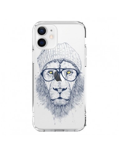 Coque iPhone 12 et 12 Pro Cool Lion Swag Lunettes Transparente - Balazs Solti