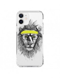 Coque iPhone 12 et 12 Pro Hipster Lion Transparente -...