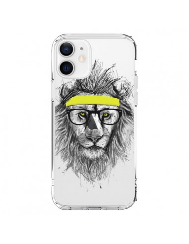 Coque iPhone 12 et 12 Pro Hipster Lion Transparente - Balazs Solti