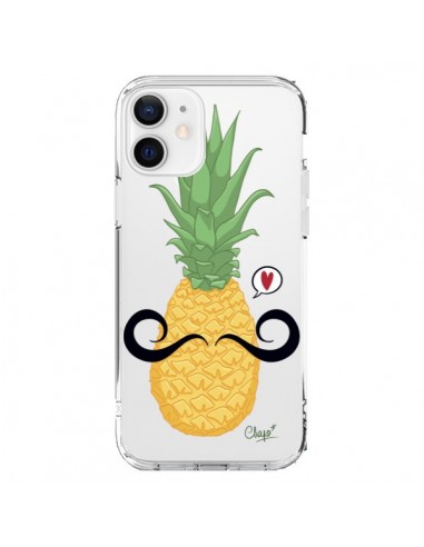 Coque iPhone 12 et 12 Pro Ananas Moustache Transparente - Chapo