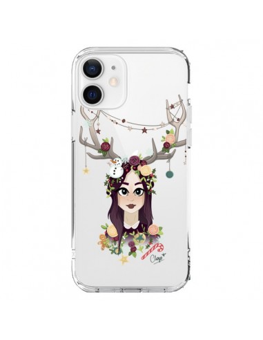 Coque iPhone 12 et 12 Pro Christmas Girl Femme Noel Bois Cerf Transparente - Chapo